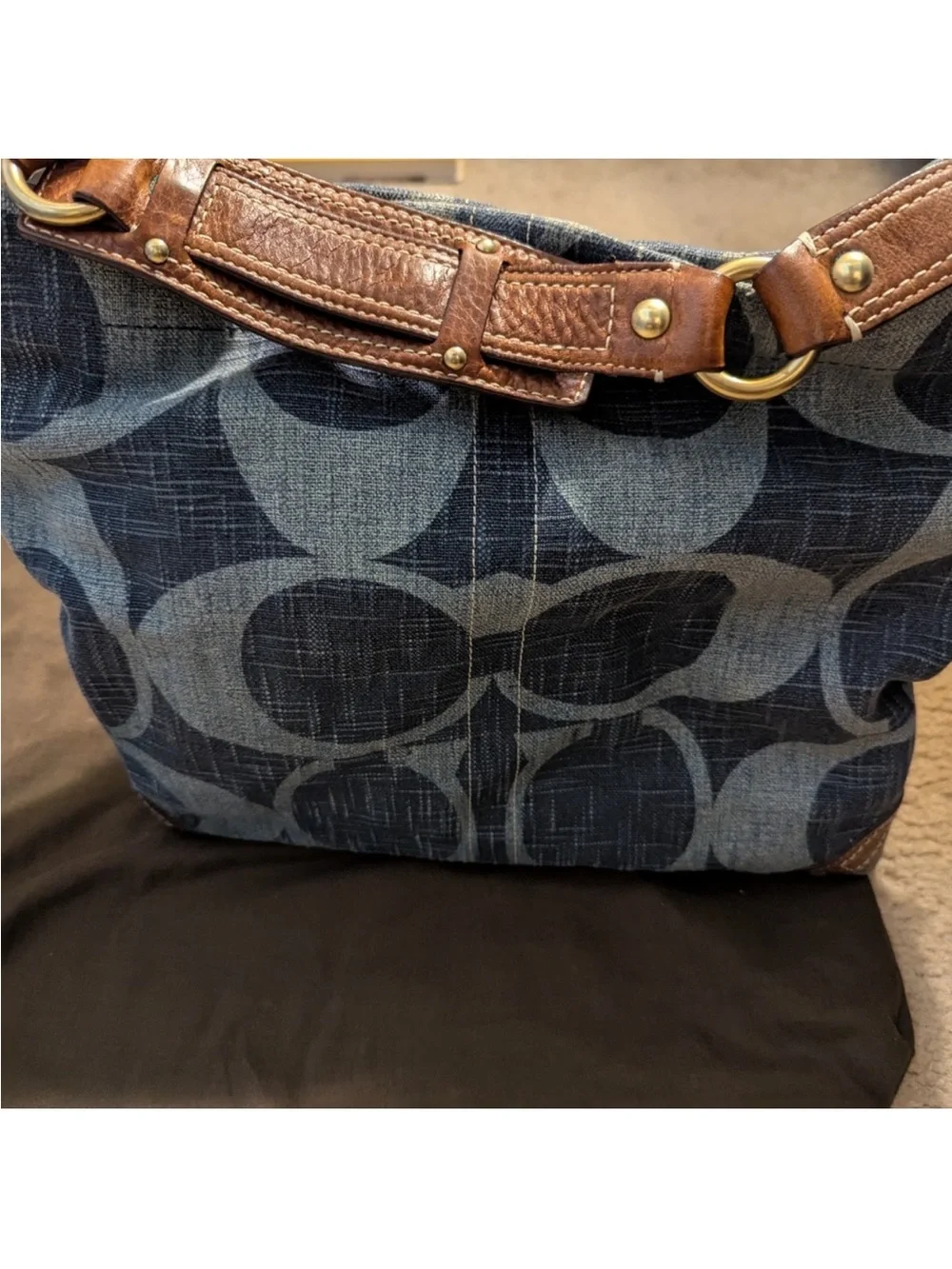 Coach Carly Blue denim Signature